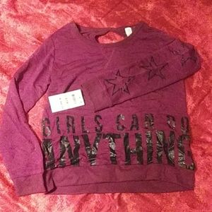 Girls size S 7/8 long sleeve Burgundy Rose shirt